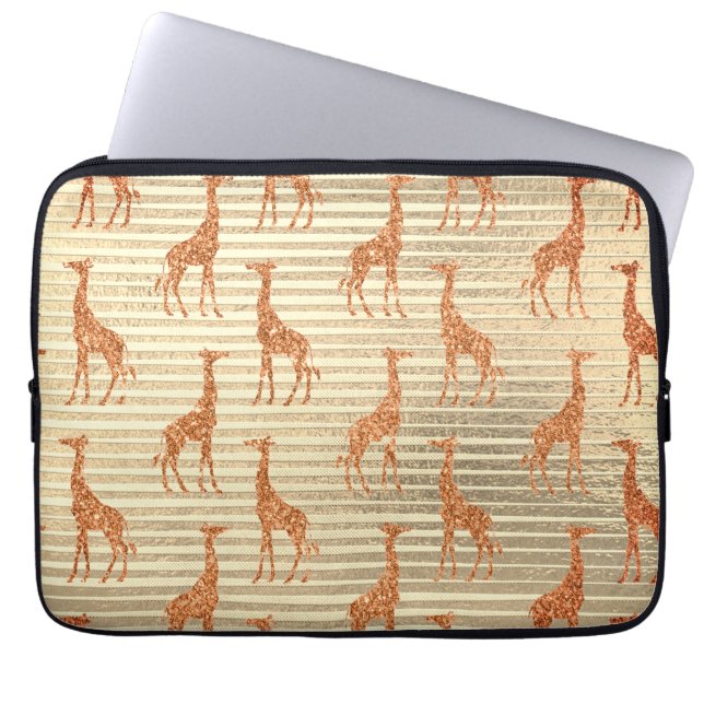 Glittery Giraffe on Gold Foil Laptopschutzhülle (Vorderseite)