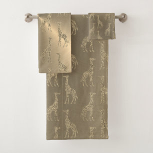 Glittery Giraffen auf Glitzy Gold       Badhandtuch Set