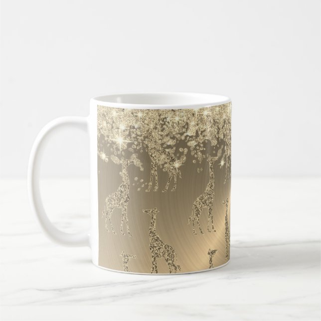 Glittery Giraffen auf Glitzy Gold Kaffeetasse (Links)