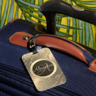 Glittery Giraffen auf Glitzy Gold Monogram Gepäckanhänger