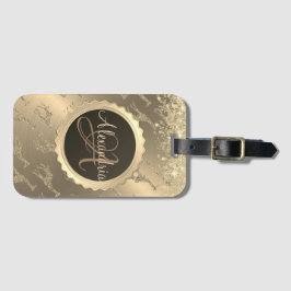 Glittery Giraffen auf Glitzy Gold Monogram Gepäckanhänger