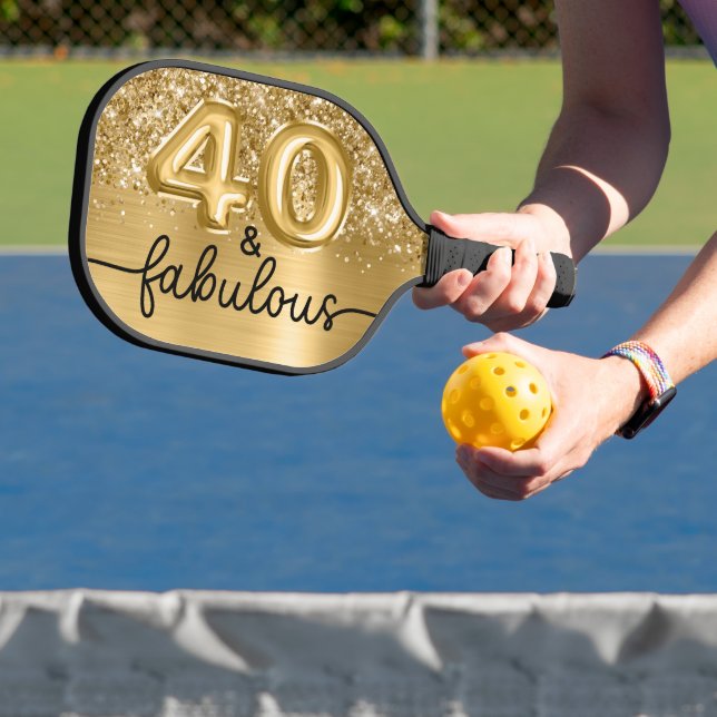 Glittery Gold 40 und fabelhaft Pickleball Schläger (InSitu)