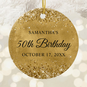 Glittery Gold 50. Geburtstag Keramik Ornament