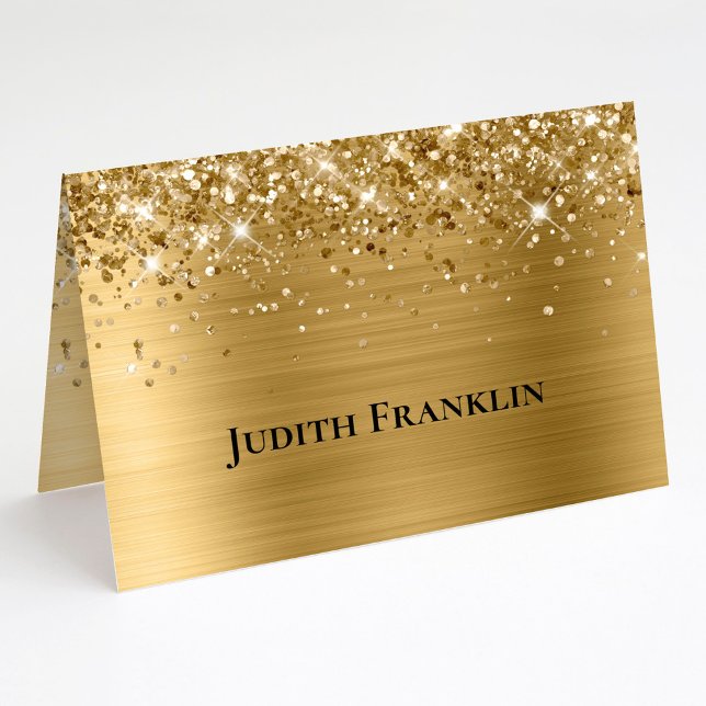 Glittery Gold Elegant Typeface Place Cards Tischnummer (Glittery Gold Elegant Typeface Place Cards)