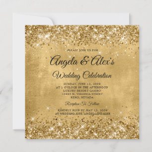 Glittery Gold Elegante Wedding Einladung