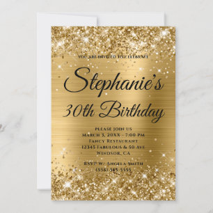 Glittery Gold Extravagant Monogram 30. Geburtstag Einladung