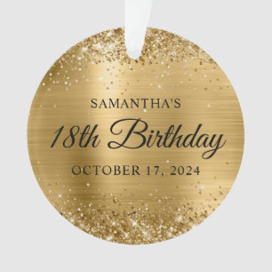 Glittery Gold Foil 18. Geburtstag Foto Ornament