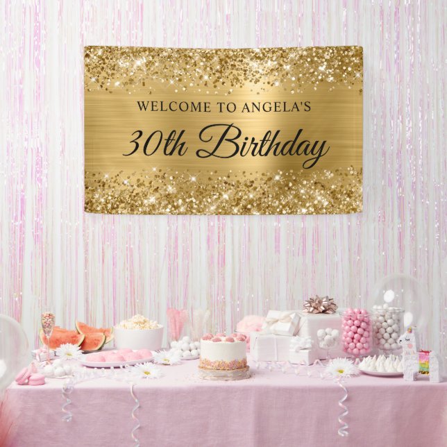 Glittery Gold Foil 30. Geburtstag Willkommen Banner (Party)