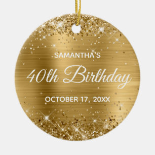 Glittery Gold Foil 40. Geburtstag Keramik Ornament