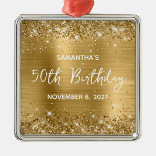 Glittery Gold Foil 50. Geburtstag Ornament Aus Metall