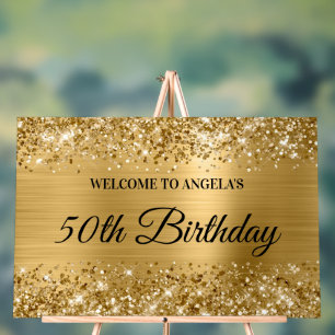 Glittery Gold Foil 50. Geburtstag Willkommen Acrylschild