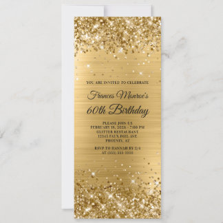 Glittery Gold Foil 60. Geburtstag Einladung