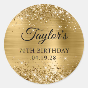 Glittery Gold Foil 70. Geburtstag Runder Aufkleber