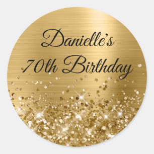 Glittery Gold Foil 70. Geburtstag Runder Aufkleber