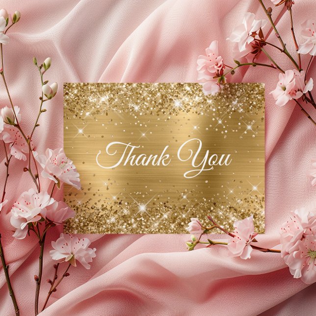 Glittery Gold Foil 75. Geburtstag Vielen Dank Postkarte (Glittery Gold Foil 75th Birthday Thank You Postcard)