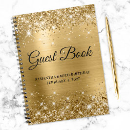 Glittery Gold Foil 80. Geburtstag Gästebuch Notizblock