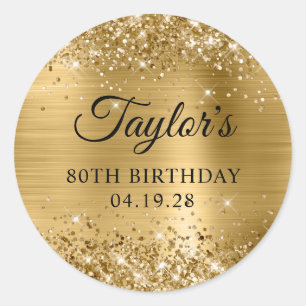 Glittery Gold Foil 80. Geburtstag Runder Aufkleber
