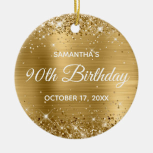 Glittery Gold Foil 90. Geburtstag Keramik Ornament