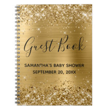 Glittery Gold Foil Baby Showbook
