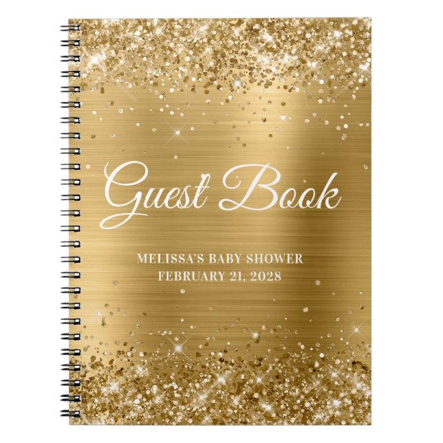 Glittery Gold Foil Baby Showbook Notizblock (Vorderseite)