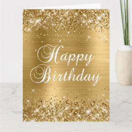 Glittery Gold Foil Big Happy Birthday Karte