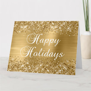 Glittery Gold Foil Big Happy Holidays Karte
