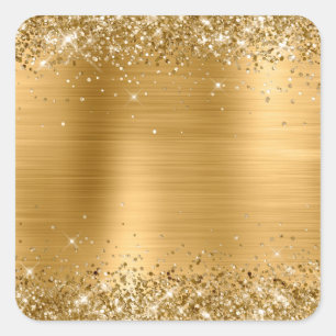 Glittery Gold Foil Blank Quadratischer Aufkleber