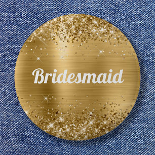 Glittery Gold Foil Bridesmaid Button