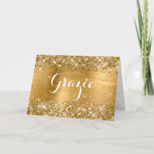 Glittery Gold Foil Classic Script Grazie Dankeskarte