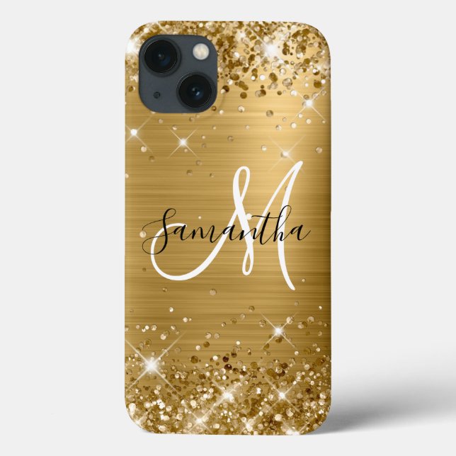 Glittery Gold Foil Elegantes Monogramm Case-Mate iPhone Hülle (Rückseite)