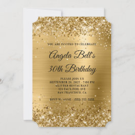 Glittery Gold Foil Extravagant Monogram 30. Geburt Einladung