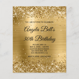 Glittery Gold Foil Extravagant Monogram Einladung