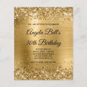 Glittery Gold Foil Extravagant Monogram Einladung
