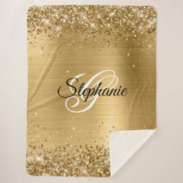 Glittery Gold Foil Extravagant Monogram Sherpadecke