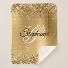 Glittery Gold Foil Extravagant Monogram Sherpadecke
