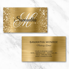 Glittery Gold Foil Extravagant Monogram Visitenkarte