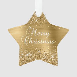 Glittery Gold Foil Frohe Weihnachten Ornament