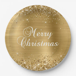 Glittery Gold Foil Frohe Weihnachten Pappteller