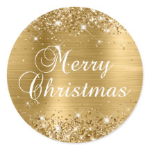 Glittery Gold Foil Frohe Weihnachten