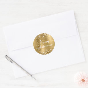 Glittery Gold Foil Frohe Weihnachten Runder Aufkleber