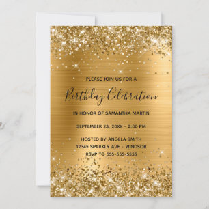 Glittery Gold Foil Geburtstagsfeier Einladung