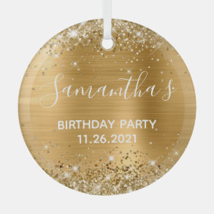 Glittery Gold Foil Geburtstagsparty Ornament Aus Glas