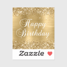 Glittery Gold Foil Happy Birthday Aufkleber