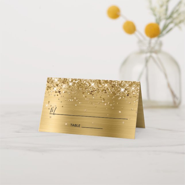 Glittery Gold Foil Lined Platzkarte (Vorderseite)
