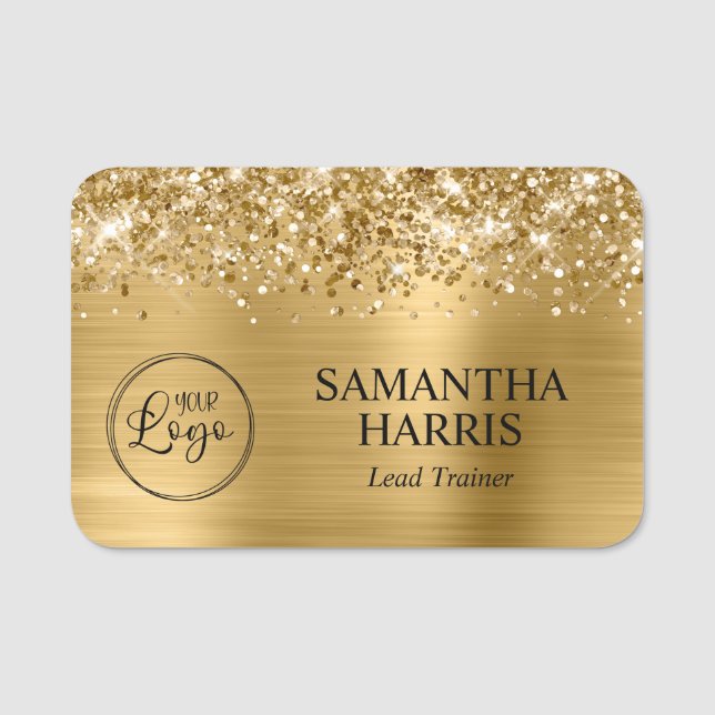 Glittery Gold Foil Logo Namensschild (Vorderseite)