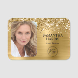 Glittery Gold Foil Logo und Foto Namensschild