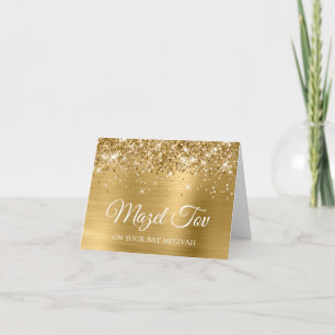 Glittery Gold Foil Mazel Tov on your Bat Mitzvah Karte