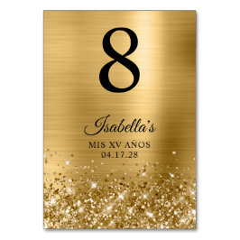Glittery Gold Foil Mis XV Anos Tischnummer