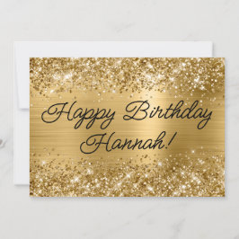 Glittery Gold Foil Modern Happy Birthday Karte