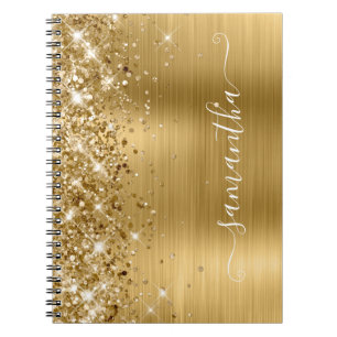 Glittery Gold Foil Moderne Girl Signatur Notizblock